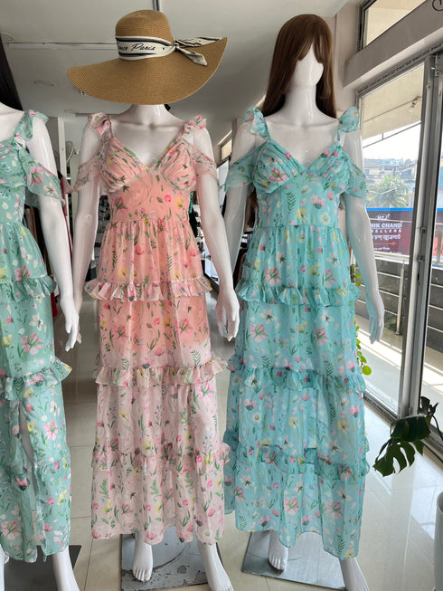 Summer Ruffle Sleeves Floral Sundress
